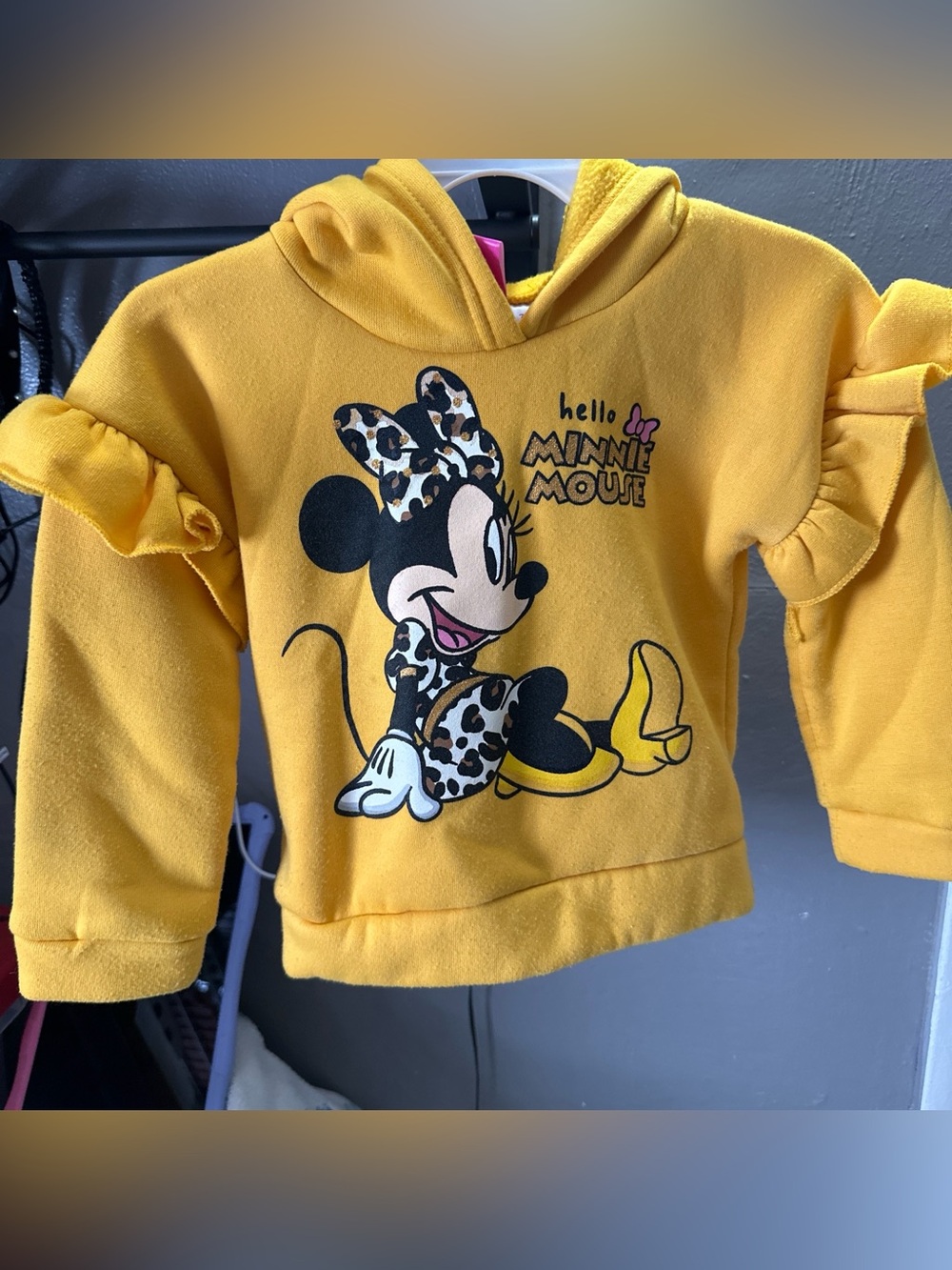Disney Yellow Minnie Mouse Ruffle Sleeve Hoodie